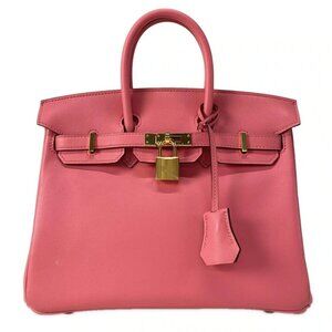 Auth HERMES Birkin 25 Rose Azalee Veau Swift D Handbag